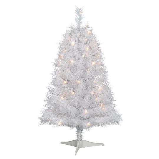 3ft. Pre-Lit White Snow Ridge Artificial Fir Tree, Clear Lights 4 3ft. Pre-Lit White Snow Ridge Artificial Fir Tree, Clear Lights - Image 2