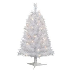 3ft. Pre-Lit White Snow Ridge Artificial Fir Tree, Clear Lights