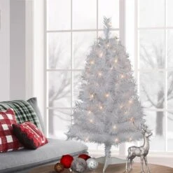 3ft. Pre-Lit White Snow Ridge Artificial Fir Tree, Clear Lights 12 3ft. Pre-Lit White Snow Ridge Artificial Fir Tree, Clear Lights -Northlight Shop D734353S 2