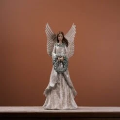 Melrose 18.5" Winter Angel Figurine With Wreath 7 Melrose 18.5" Winter Angel Figurine With Wreath -Northlight Shop D735874S 2