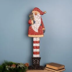 Melrose 30" Tall Wooden Santa With Presents 7 Melrose 30" Tall Wooden Santa With Presents -Northlight Shop D735919S 2
