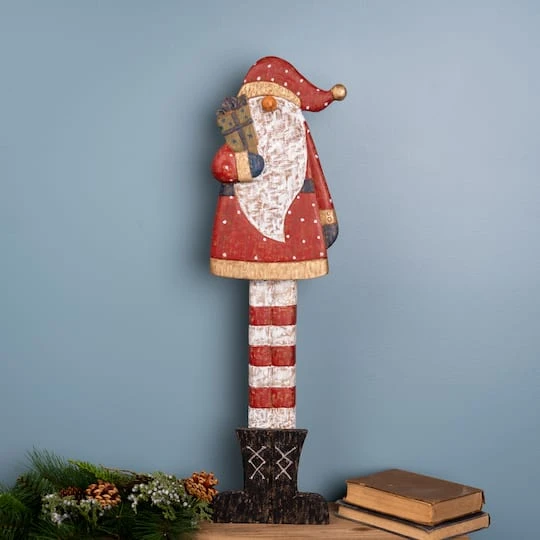 Melrose 30" Tall Wooden Santa With Presents 5 Melrose 30" Tall Wooden Santa With Presents - Image 3