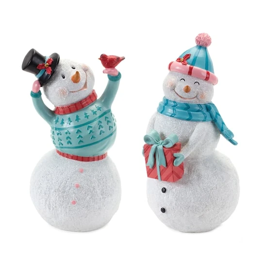 Melrose Whimsical Snowman Figurine Set 3 Melrose Whimsical Snowman Figurine Set
