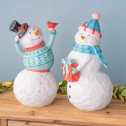Melrose Whimsical Snowman Figurine Set 12 Melrose Whimsical Snowman Figurine Set -Northlight Shop D735935S 4