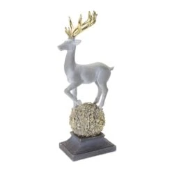 Melrose 14" Winter Deer Figurine On Orb 5 Melrose 14" Winter Deer Figurine On Orb -Northlight Shop D736026S 1 1