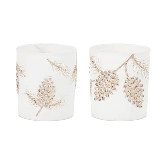 Melrose 3.5" Glittered Pinecone Candle Holders, 6ct. 4 Melrose 3.5" Glittered Pinecone Candle Holders, 6ct. - Image 2