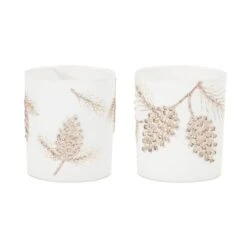 Melrose 3.5" Glittered Pinecone Candle Holders, 6ct.