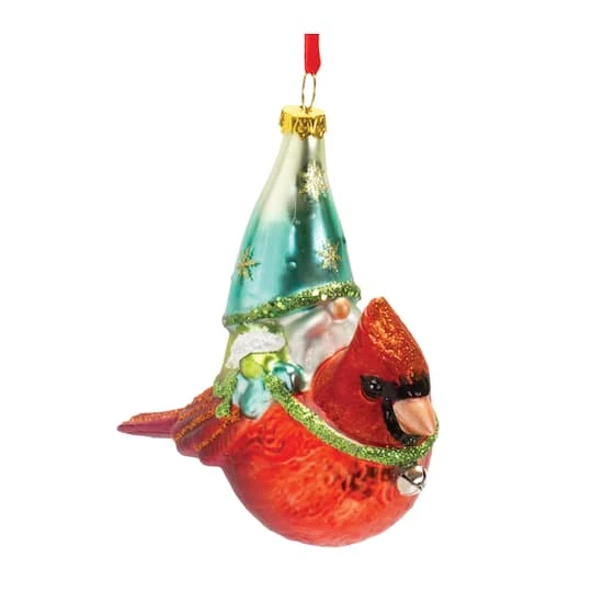 Melrose 6ct. Glass Gnome & Cardinal Bird Ornament 5 Melrose 6ct. Glass Gnome & Cardinal Bird Ornament - Image 3