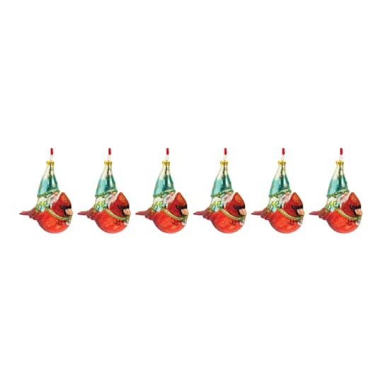 Melrose 6ct. Glass Gnome & Cardinal Bird Ornament 4 Melrose 6ct. Glass Gnome & Cardinal Bird Ornament - Image 2