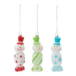 Melrose 12ct. 6" Glass Snowman Candy Ornaments 8 Melrose 12ct. 6" Glass Snowman Candy Ornaments -Northlight Shop D736337S 2