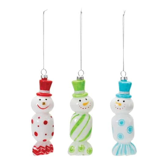 Melrose 12ct. 6" Glass Snowman Candy Ornaments 5 Melrose 12ct. 6" Glass Snowman Candy Ornaments - Image 3