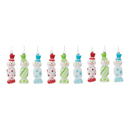 Melrose 12ct. 6" Glass Snowman Candy Ornaments 6 Melrose 12ct. 6" Glass Snowman Candy Ornaments - Image 4