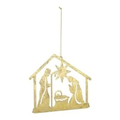 Melrose 12ct. 4.25" Metal Holy Family Cut Out Ornament Set -Northlight Shop D736407S 2