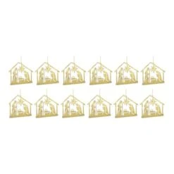 Melrose 12ct. 4.25" Metal Holy Family Cut Out Ornament Set -Northlight Shop D736407S 4