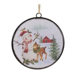 Melrose Woodland Snowman Disc Ornament Set 11 Melrose Woodland Snowman Disc Ornament Set -Northlight Shop D736477S 4