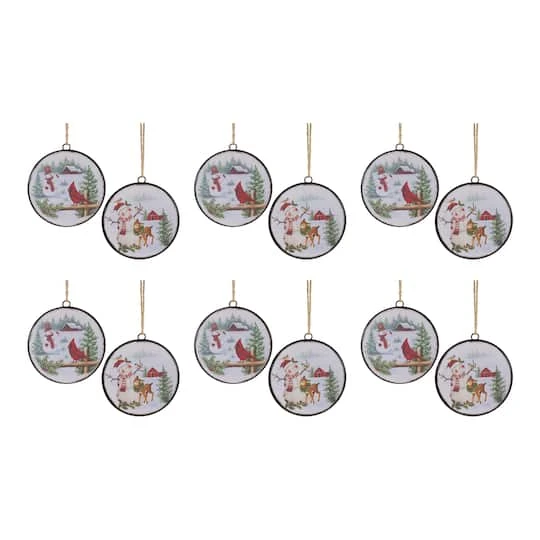 Melrose Woodland Snowman Disc Ornament Set 4 Melrose Woodland Snowman Disc Ornament Set - Image 2