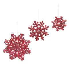 Melrose Red Paper Snowflake Ornament Set 12 Melrose Red Paper Snowflake Ornament Set -Northlight Shop D736514S 2