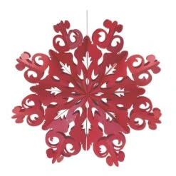 Melrose Red Paper Snowflake Ornament Set 13 Melrose Red Paper Snowflake Ornament Set -Northlight Shop D736514S 3