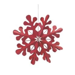 Melrose Red Paper Snowflake Ornament Set 14 Melrose Red Paper Snowflake Ornament Set -Northlight Shop D736514S 4