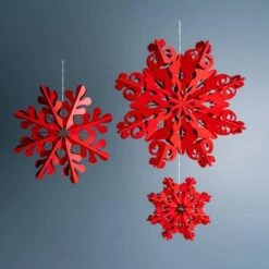 Melrose Red Paper Snowflake Ornament Set 17 Melrose Red Paper Snowflake Ornament Set -Northlight Shop D736514S 7