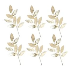 Melrose 28" Gold Glittered Leaf Sprays, 6ct. 7 Melrose 28" Gold Glittered Leaf Sprays, 6ct. -Northlight Shop D738517S 11 1