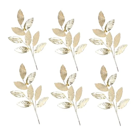 Melrose 28" Gold Glittered Leaf Sprays, 6ct. 3 Melrose 28" Gold Glittered Leaf Sprays, 6ct.