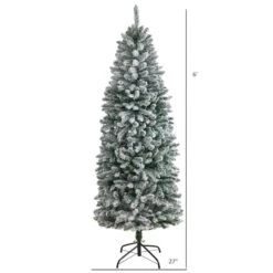 6ft. Unlit Slim Flocked Montreal Fir Artificial Christmas Tree 11 6ft. Unlit Slim Flocked Montreal Fir Artificial Christmas Tree -Northlight Shop D739553S 2