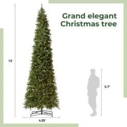 13ft. Pre-Lit Green Mountain Pine Slim Artificial Christmas Tree, Warm White LED Lights 20 13ft. Pre-Lit Green Mountain Pine Slim Artificial Christmas Tree, Warm White LED Lights -Northlight Shop D739578S 2