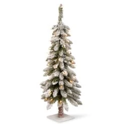 3ft. Pre-Lit Snowy Downswept Artificial Christmas Forestree With Metal Plate Base, Clear Lights 5 3ft. Pre-Lit Snowy Downswept Artificial Christmas Forestree With Metal Plate Base, Clear Lights -Northlight Shop D739624S 1 1