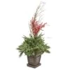 4ft. Green & Red LED Evergreen & Berry Arrangement In Urn 1 4ft. Green & Red LED Evergreen & Berry Arrangement In Urn -Northlight Shop D739659S 1