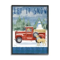 Stupell Industries Let It Snow Winter Dogs Framed Giclee Art Black