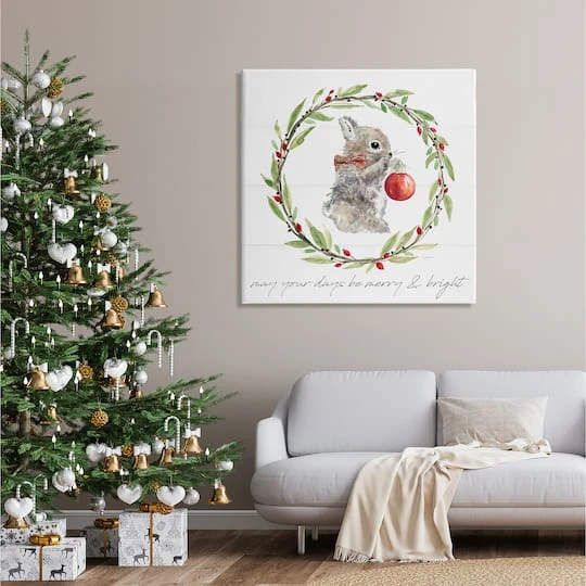 Stupell Industries Merry & Bright Bunny Wreath Canvas Wall Art 5 Stupell Industries Merry & Bright Bunny Wreath Canvas Wall Art - Image 3