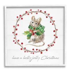 Stupell Industries Holly Jolly Christmas Mouse Framed Giclee Art White -Northlight Shop D747691S 1 1