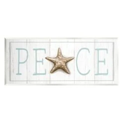 Stupell Industries Peace Seasonal Starfish Sign Wall Plaque Art