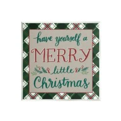 Stupell Industries Merry Little Christmas Plaid Holiday Wall Plaque Art