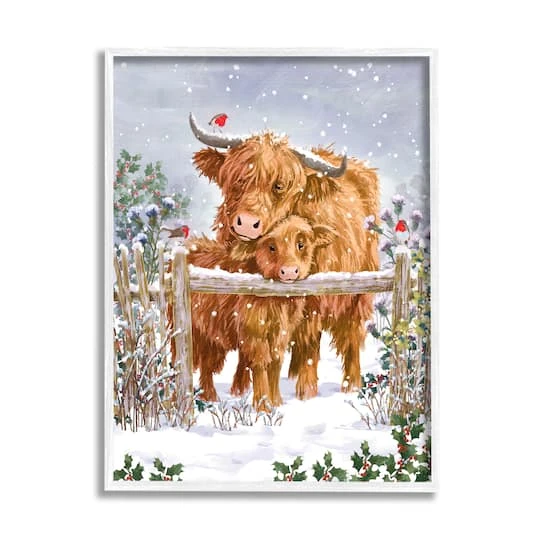 Stupell Industries Winter Cattle Cuddling Snow Scene Framed Giclee Art White 4 Stupell Industries Winter Cattle Cuddling Snow Scene Framed Giclee Art White - Image 2