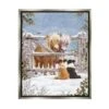 Stupell Industries Ponies & Dogs Winter Farm Scene Framed Floater Canvas Wall Art Gray -Northlight Shop D752806S 1