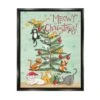 Stupell Industries Meowy Christmas Cats Framed Floater Canvas Wall Art Green With Black Frame