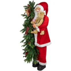 Northlight 4ft. Musical Santa Claus With Lighted Christmas Tree & Teddy Bear Standing Christmas Figure 11 Northlight 4ft. Musical Santa Claus With Lighted Christmas Tree & Teddy Bear Standing Christmas Figure -Northlight Shop D755915S 3