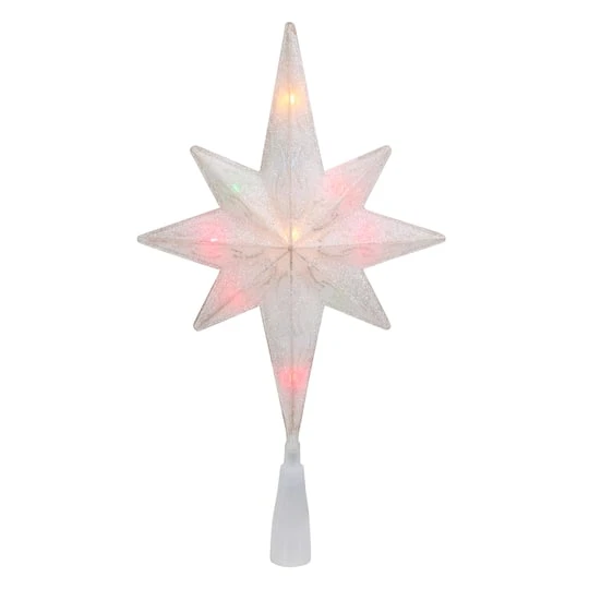 Northlight 11" Lighted White Frosted Bethlehem Star With Gold Scrolling Christmas Tree Topper 4 Northlight 11" Lighted White Frosted Bethlehem Star With Gold Scrolling Christmas Tree Topper - Image 2