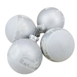 Northlight 4ct. 3.25" Matte And Frosted White Glass Hanging Christmas Ball Ornaments