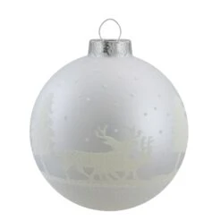 Northlight 4ct. 3.25" Matte And Frosted White Glass Hanging Christmas Ball Ornaments 9 Northlight 4ct. 3.25" Matte And Frosted White Glass Hanging Christmas Ball Ornaments -Northlight Shop D756297S 3