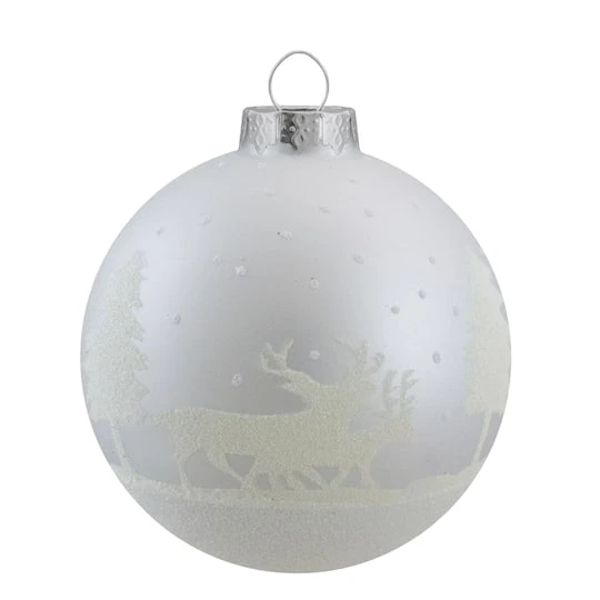 Northlight 4ct. 3.25" Matte And Frosted White Glass Hanging Christmas Ball Ornaments 6 Northlight 4ct. 3.25" Matte And Frosted White Glass Hanging Christmas Ball Ornaments - Image 4