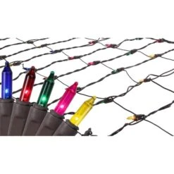 Northlight 2ft. X 8ft. Multicolor Mini Net Style Christmas Lights With Brown Wire