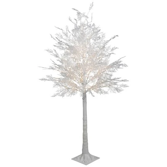 Northlight 5ft. Pre-Lit White Floral Artificial Christmas Tree, Warm White LED Lights 6 Northlight 5ft. Pre-Lit White Floral Artificial Christmas Tree, Warm White LED Lights - Image 4