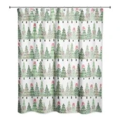 Watercolor Evergreens Pattern Shower Curtain