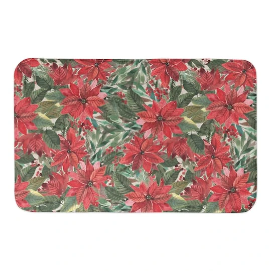 Poinsettia Pattern Bath Mat 4 Poinsettia Pattern Bath Mat - Image 2