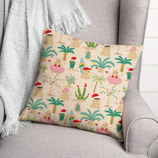 Sand Snowmen Throw Pillow 5 Sand Snowmen Throw Pillow - Image 3