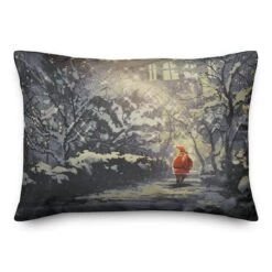 Santa Walking In The Snow Throw Pillow 5 Santa Walking In The Snow Throw Pillow -Northlight Shop D758301S 1 1