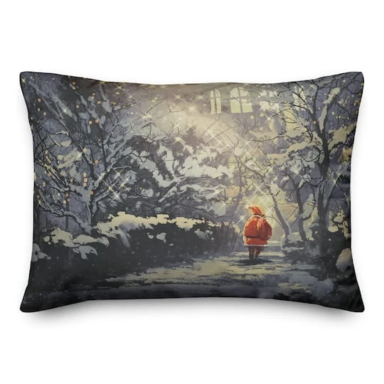 Santa Walking In The Snow Throw Pillow 3 Santa Walking In The Snow Throw Pillow